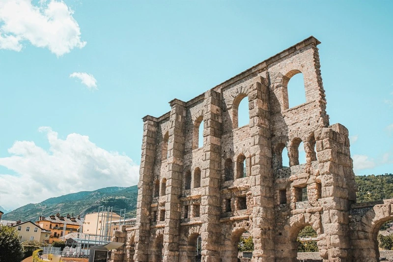 roman ruin colosseum aosta north