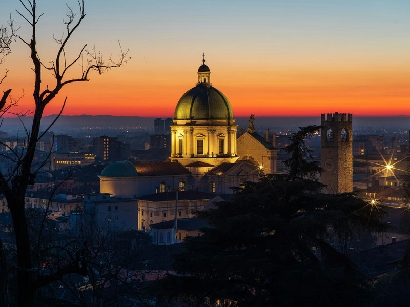 dome of brescia italy sunset