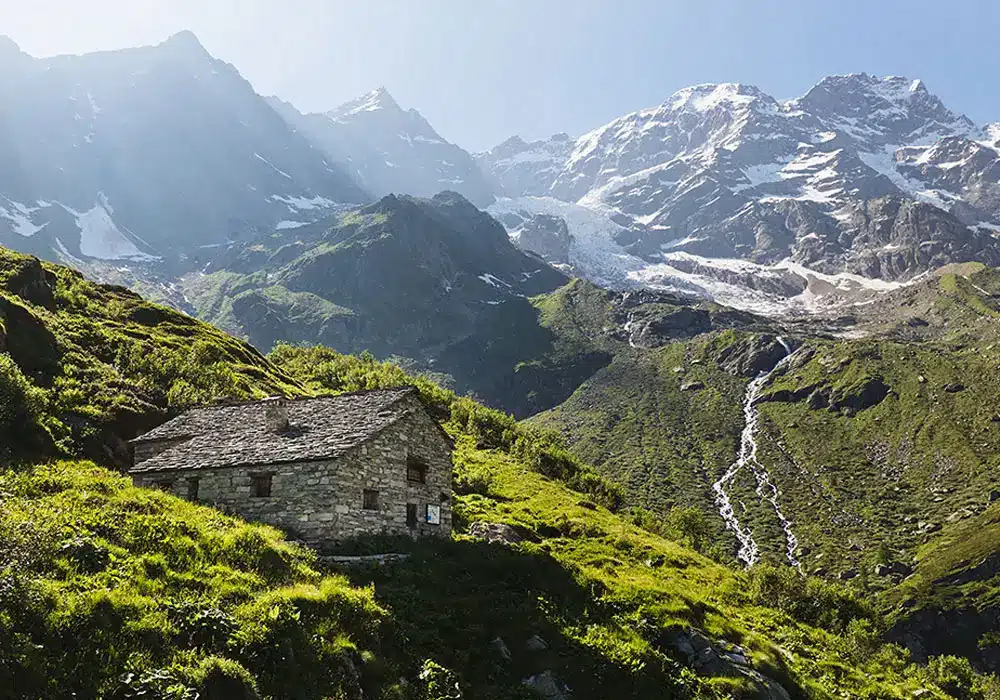 Snow cap mountain view in the Italian Alps