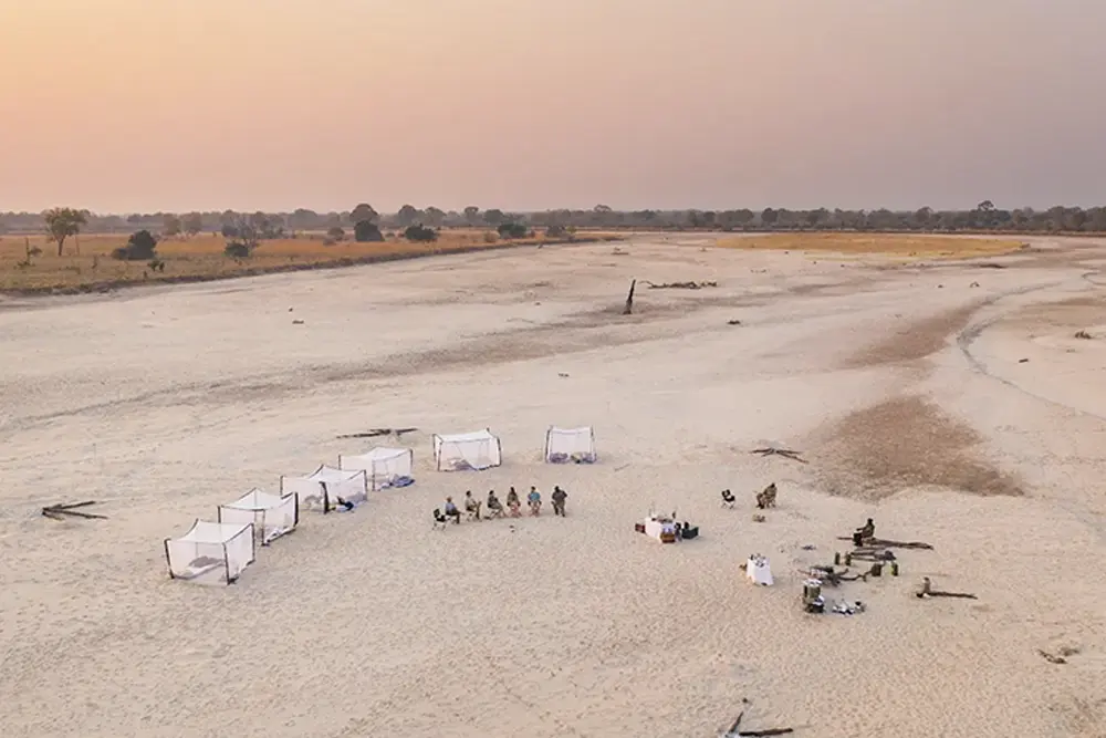 karibu Zambia tents on beach
