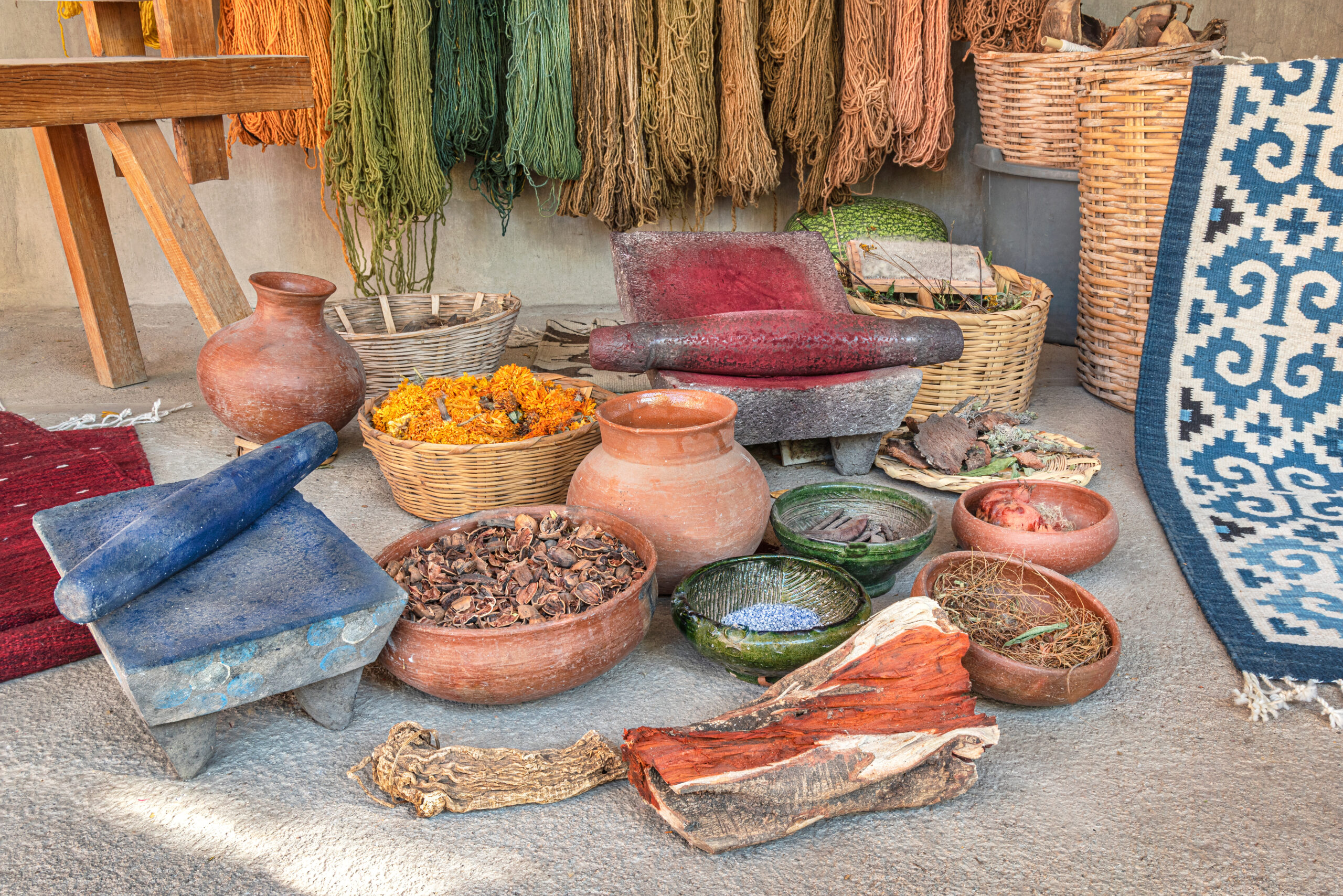 Natural colorants or tints used to make colourful fabrics